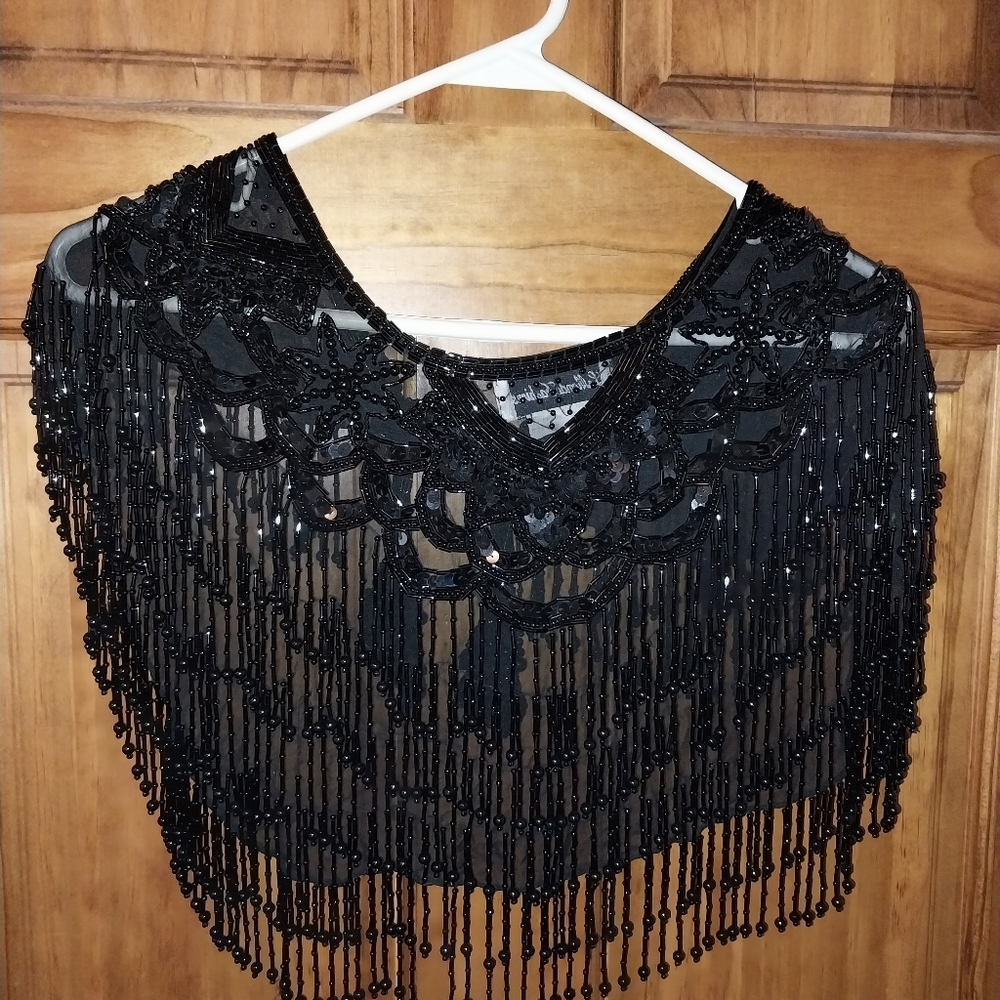 Vintage Le Monde beaded silk shaw
